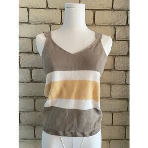 Hippie Rose Striped Knit V-Neck Sweater Tank Cotton Blend Size Medium